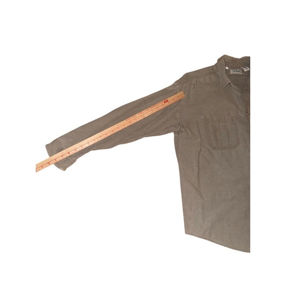 L.L. Bean Chamois Cloth Shirt Men's XL Beige Solid Button-Up Long Sleeve shacket - Picture 6 of 7